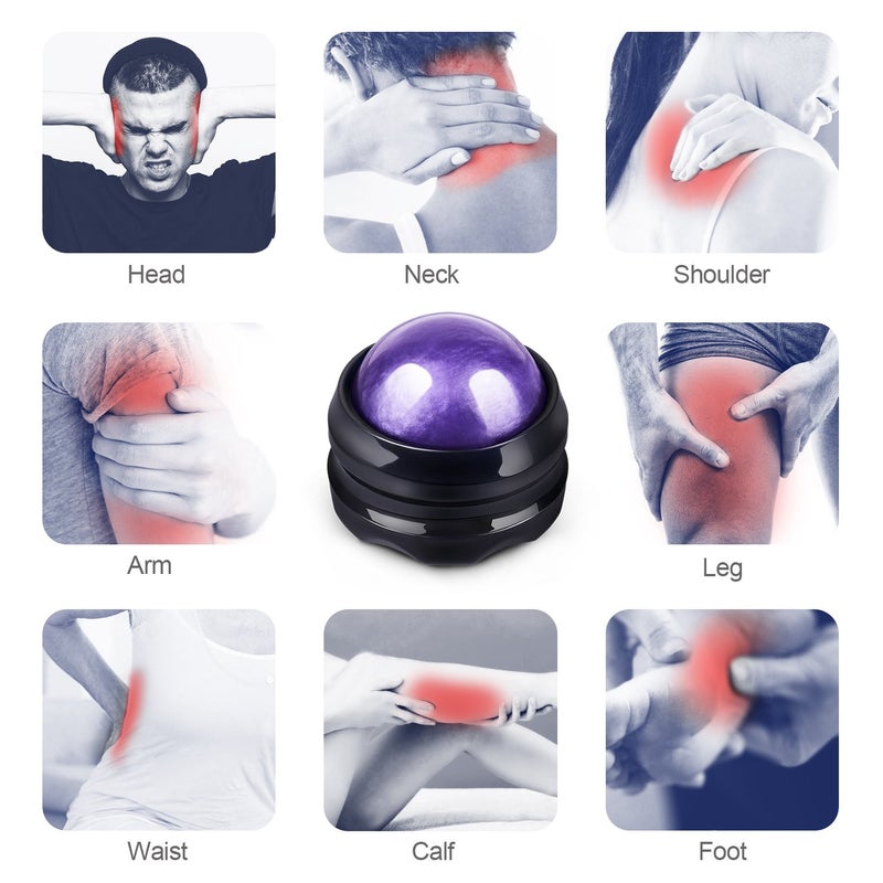 Solacium Manual Massage Roller Ball - Massager and Therapy Tool for Sore Muscles, Shoulders, Arms, Neck, Back, Feet, Body, Deep Tissue, Stiffness, Joint Pain, Stress Relief - Image 3